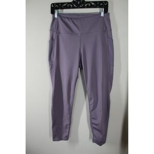 Adrienne Vittadini Sport L Purple High Rise Pull On Pocket Leggings Yoga Active